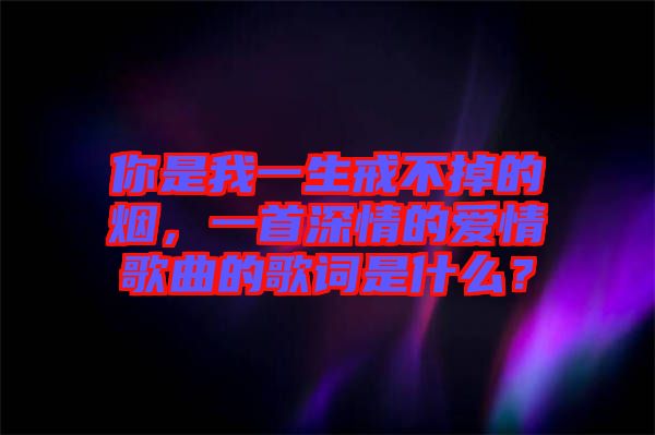 你是我一生戒不掉的煙，一首深情的愛情歌曲的歌詞是什么？