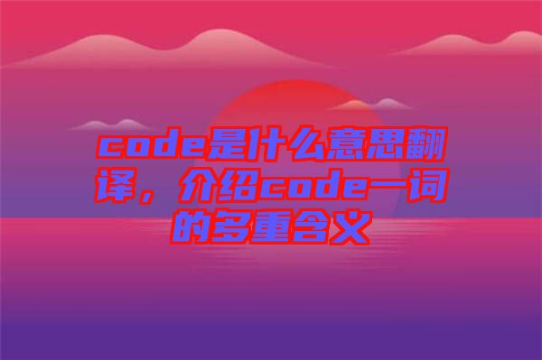 code是什么意思翻譯，介紹code一詞的多重含義