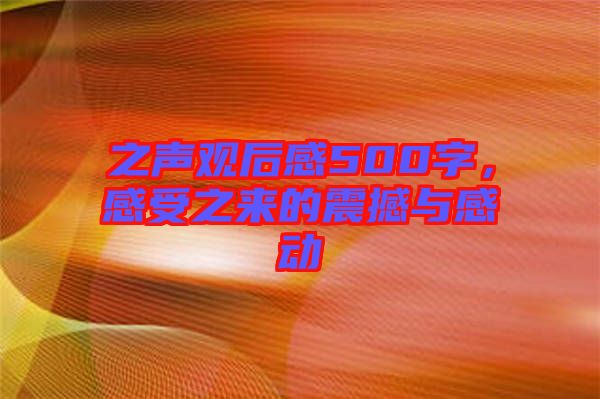 之聲觀后感500字，感受之來(lái)的震撼與感動(dòng)