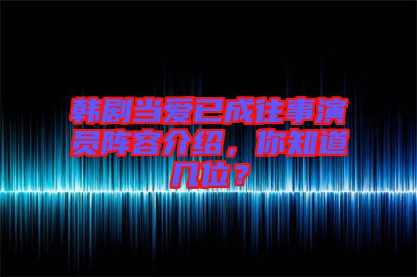 韓劇當(dāng)愛已成往事演員陣容介紹，你知道幾位？