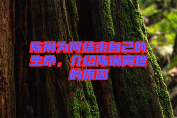 陳琳為何結(jié)束自己的生命，介紹陳琳離世的原因