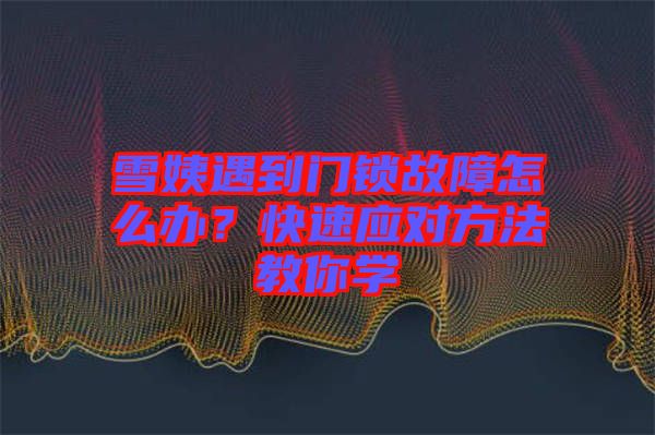 雪姨遇到門鎖故障怎么辦？快速應(yīng)對方法教你學(xué)