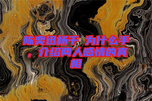 陳奕迅楊千嬅為什么手，介紹兩人感情的真相